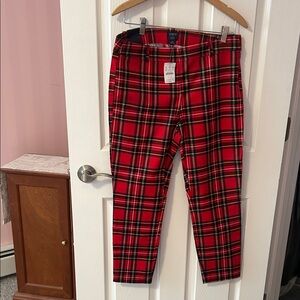 J. Crew Red Plaid Trousers